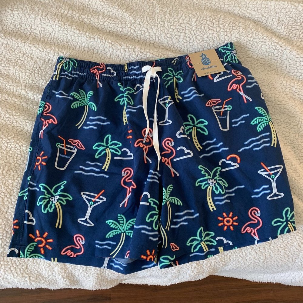 Chubbies Swim Trunks Sz Large "The Neon Lights" 5.5"